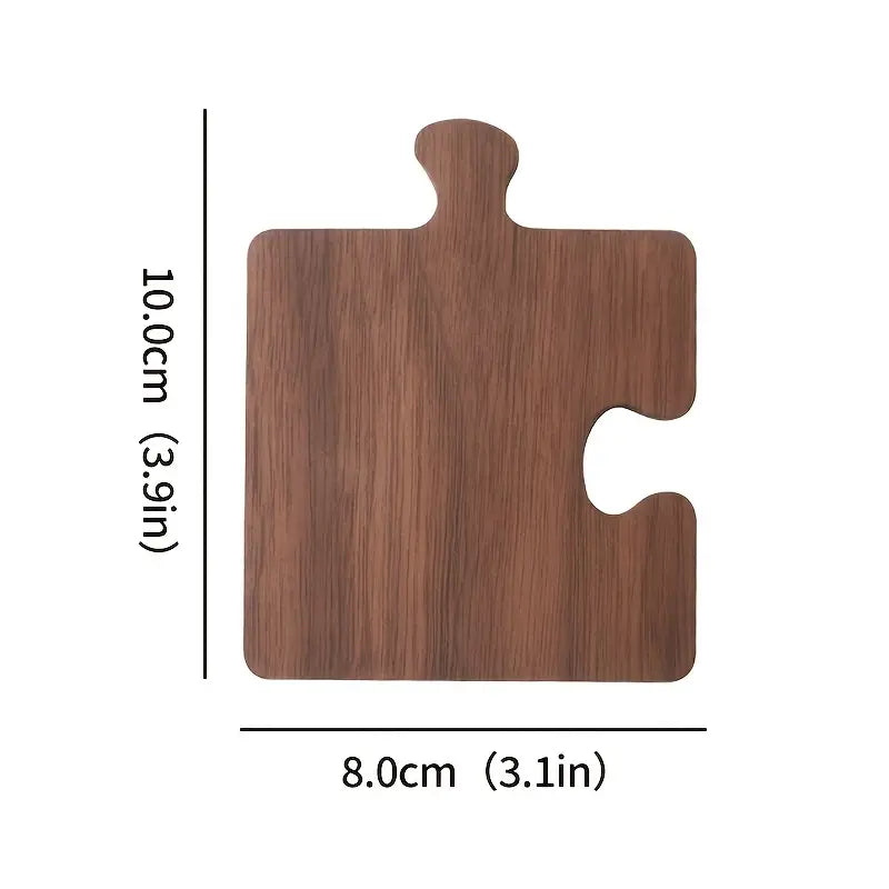 Puzzle Shaped Solid Wood Tea Coaster in Black Walnut